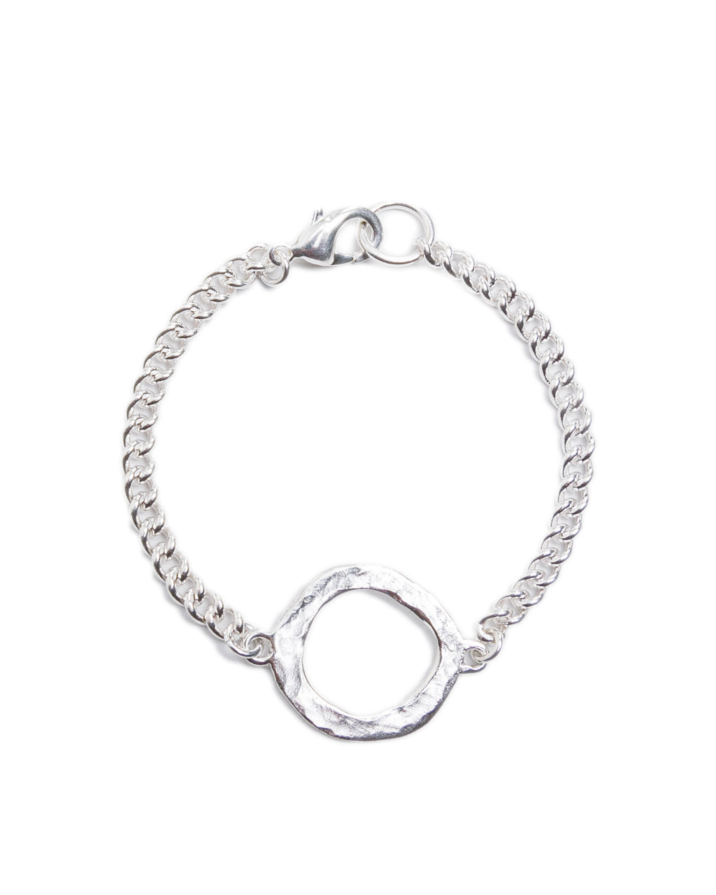 Silver Open Hammered Circle Bracelet