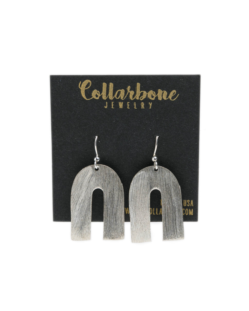 Brushed Silver Arch Earrings
