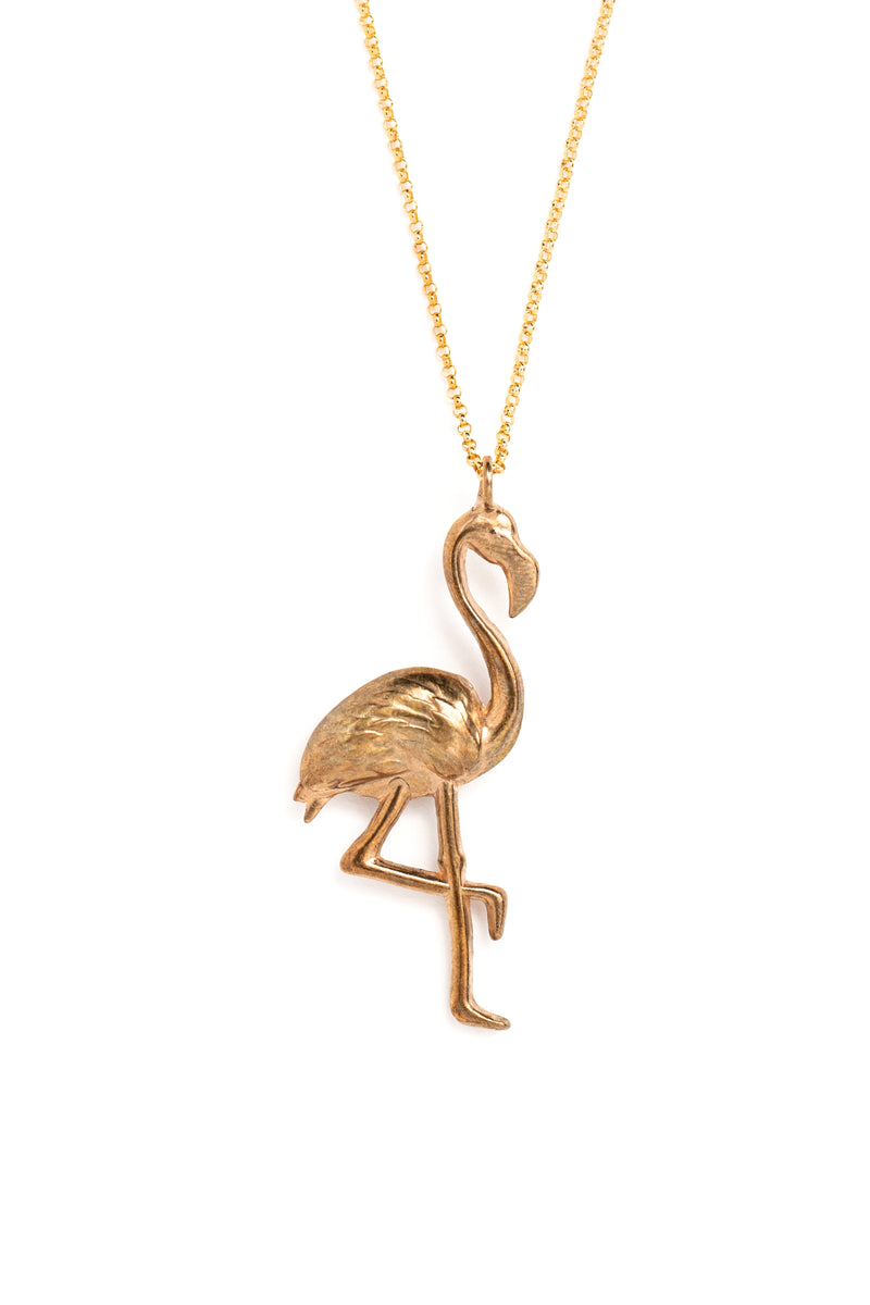 Gold cheap flamingo necklace