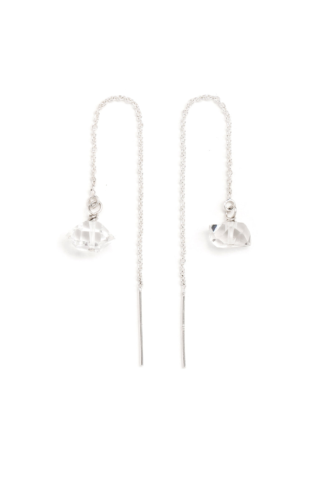 Herkimer Diamond Ear Threads on Silver Chains