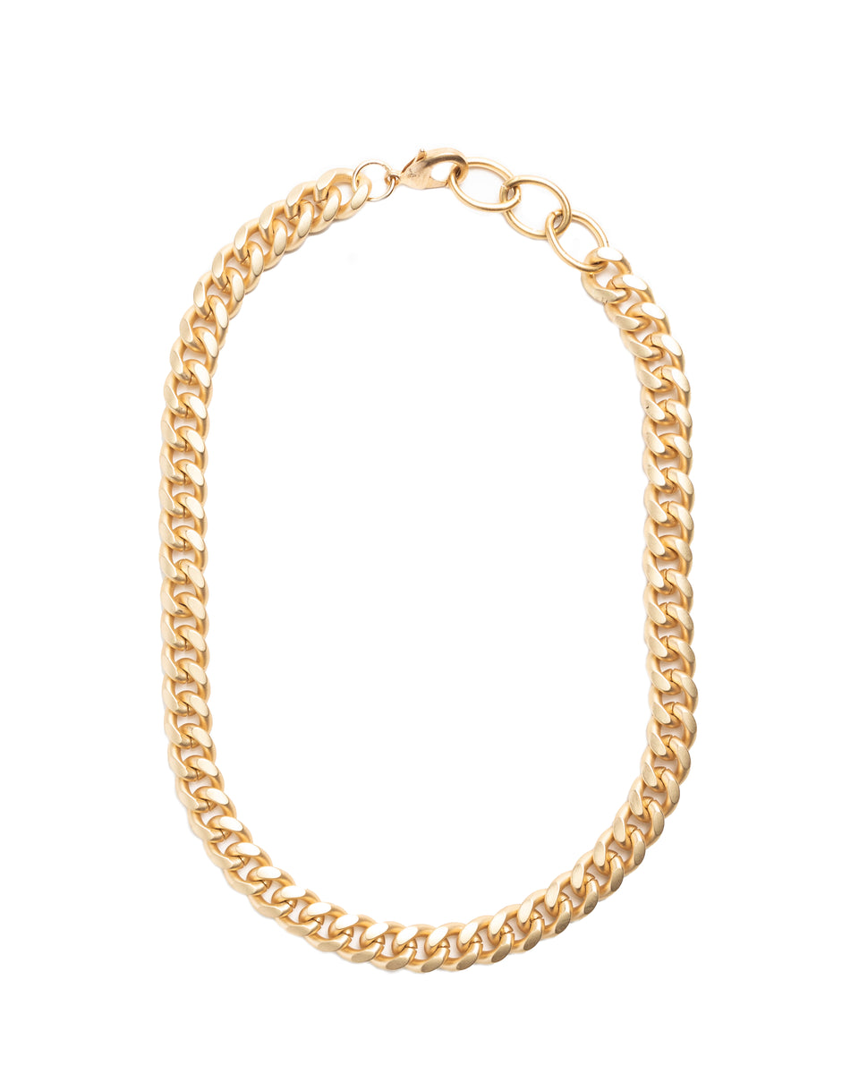 Chunky Matte Gold Curb Chain Necklace – Collarbone Jewelry