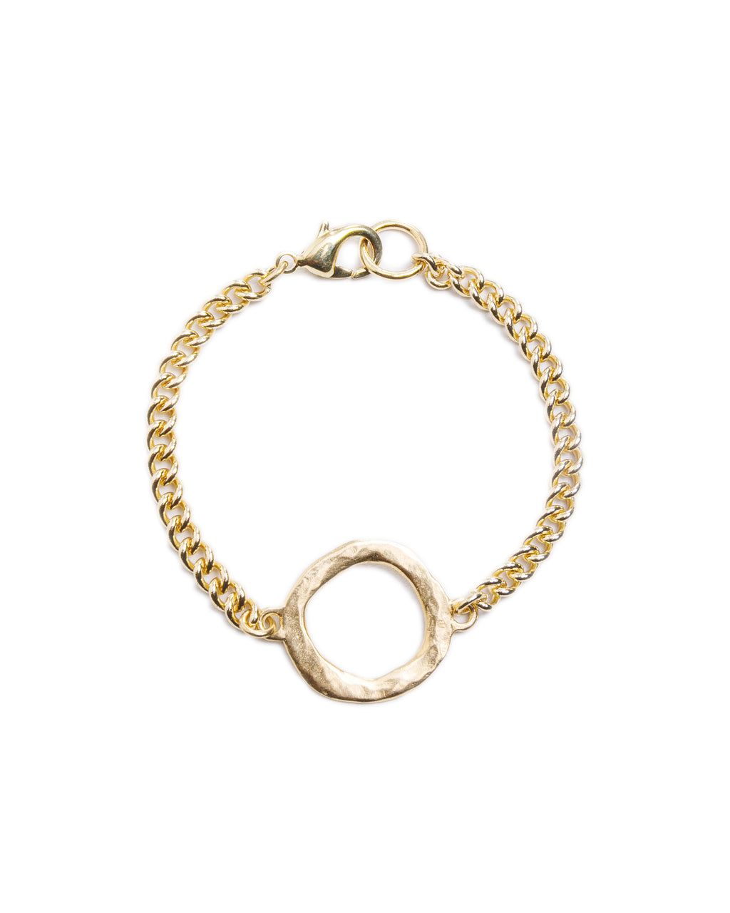 Gold Open Hammered Circle Bracelet