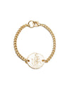 Back of Gold Coin Bracelet on White Background 