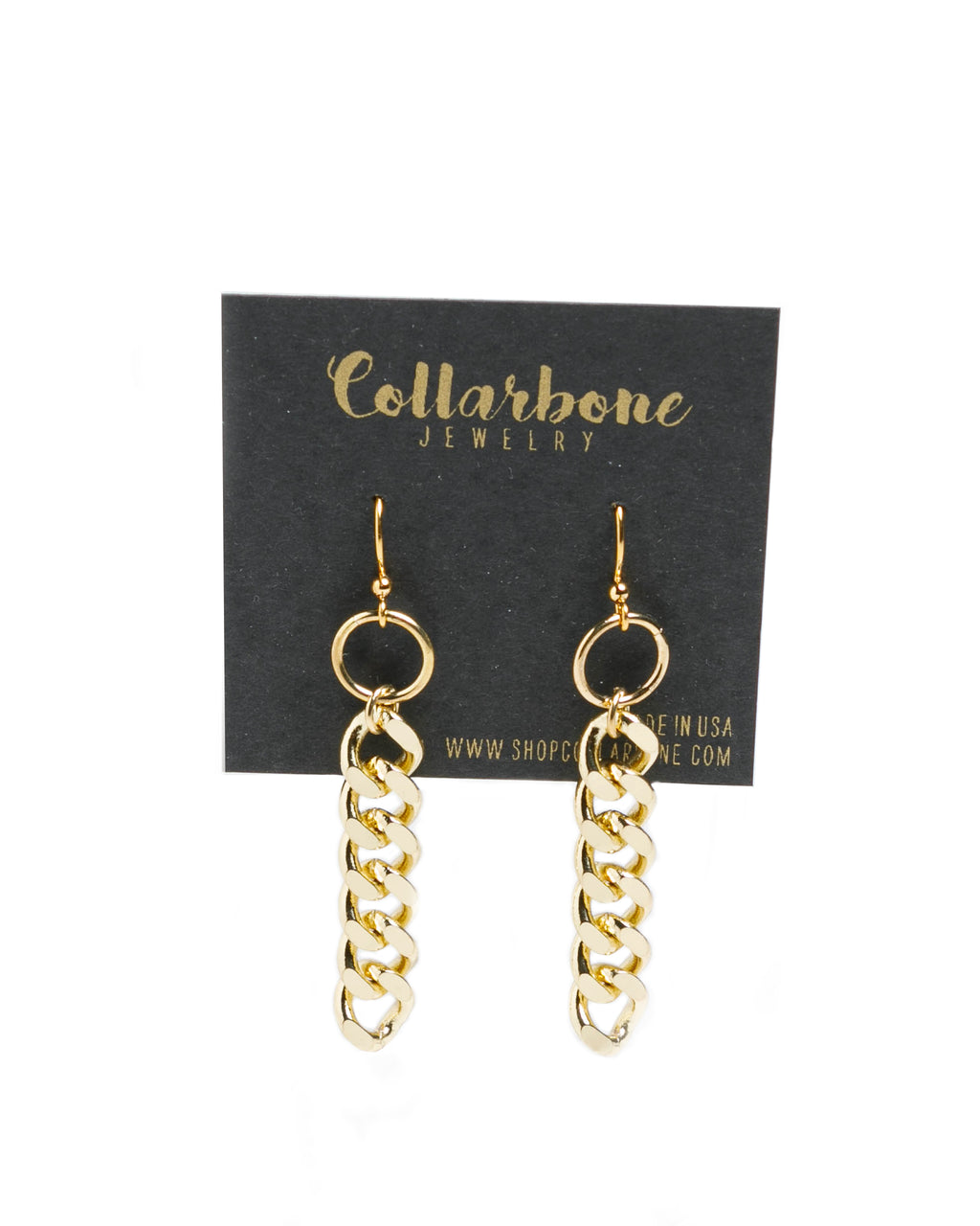 Large Gold Curb Chain + Gold Ring Earrings