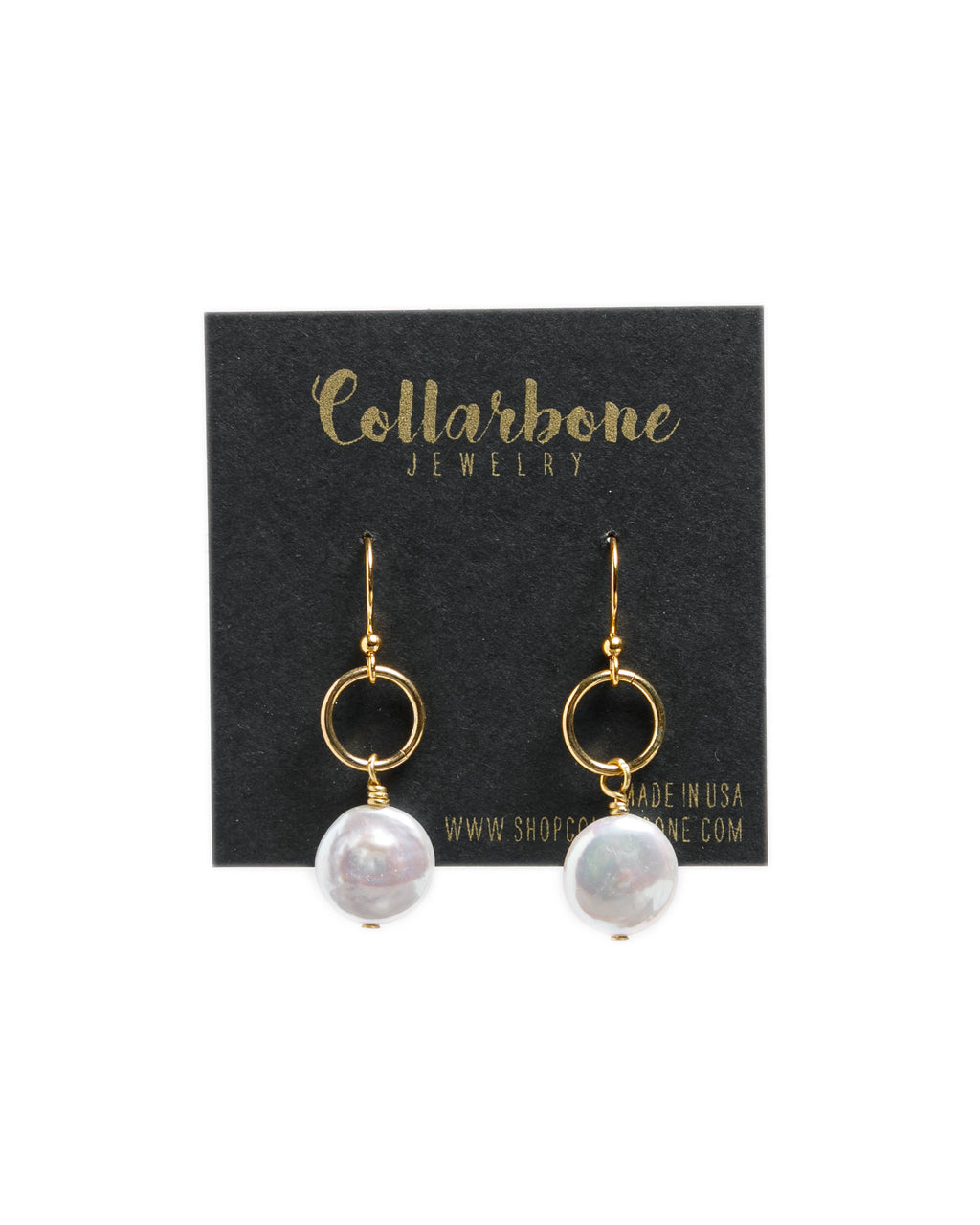 Coin Pearl + Gold Ring Earrings