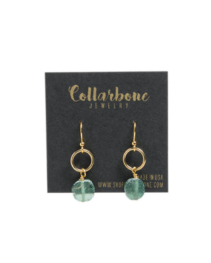 Roman Sea Glass + Gold Ring Earrings