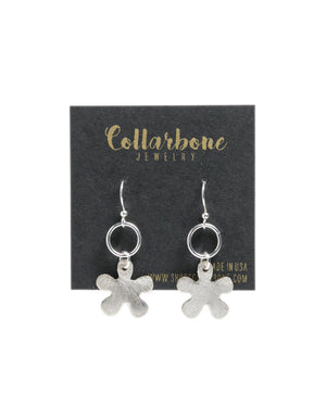 Brushed Silver Daisy + Silver Ring Earrings