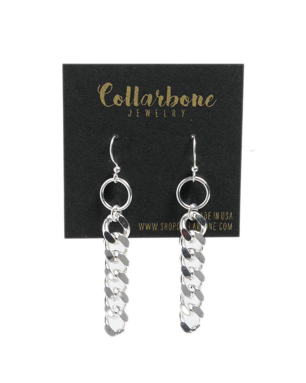 Large Silver Curb Chain + Silver Ring Earrings