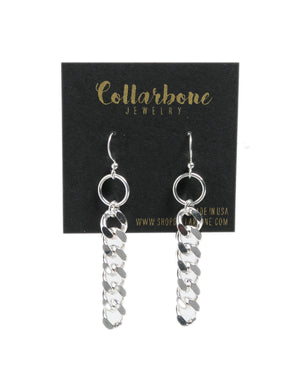 Large Silver Curb Chain + Silver Ring Earrings