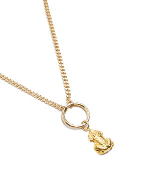 Small Puffy Frog Gold Ring Necklace