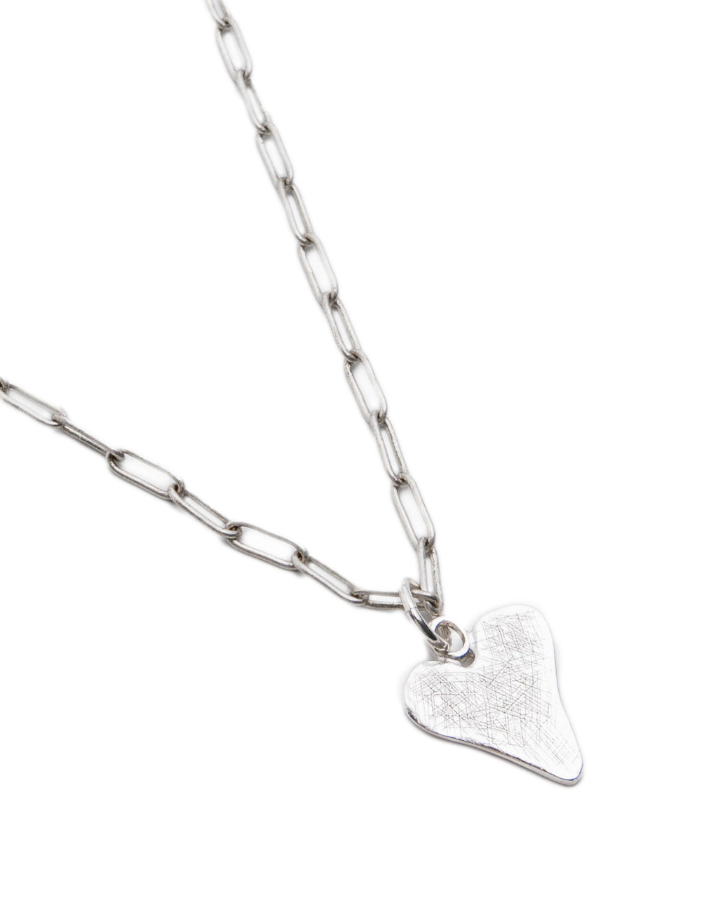 Silver Organic Heart on Paperclip Chain