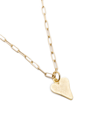 Gold Organic Heart on Paperclip Chain