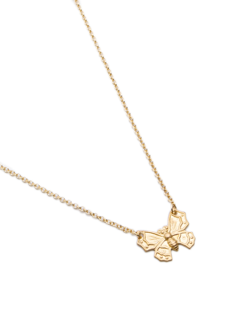 Small Brass Butterfly Necklace
