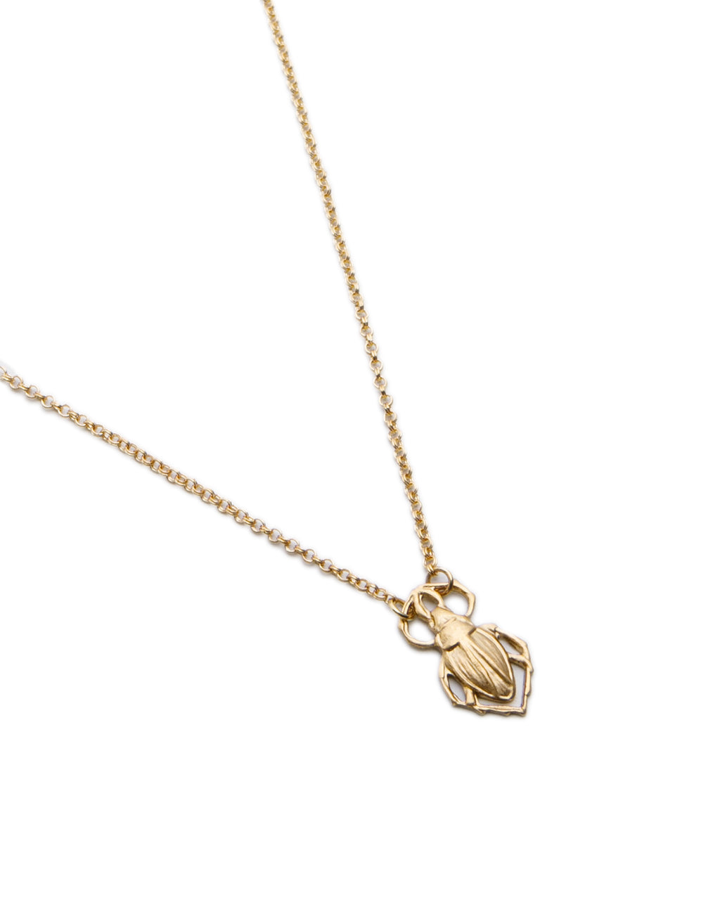 Small Brass Beetle Necklace