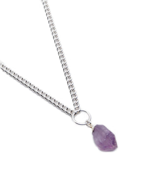 Amethyst Chunk Silver Ring Necklace