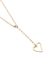 Small Gold Organic Open Heart “Y” Necklace on Paperclip Chain