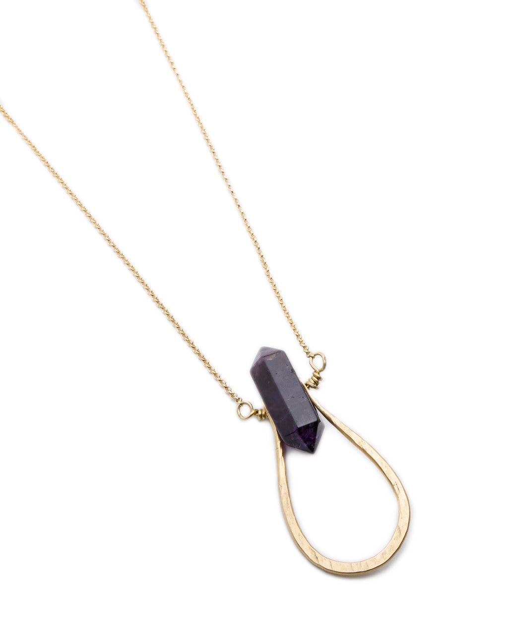 Pinched “U” Amethyst Point Necklace