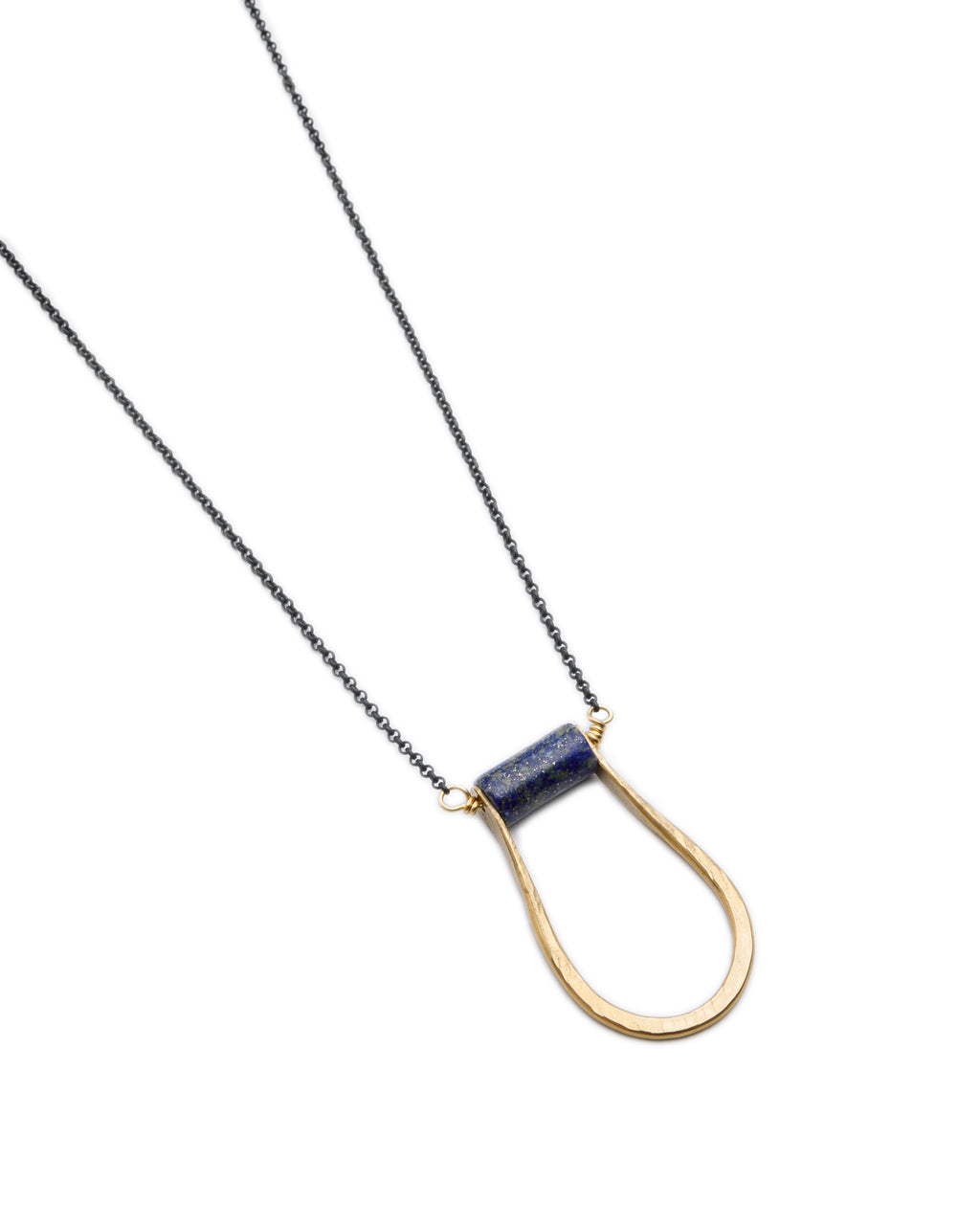 Pinched “U” Lapis Cylinder Necklace