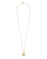 Product Shot of Gold-Plated Full Moon Necklace on White Background 