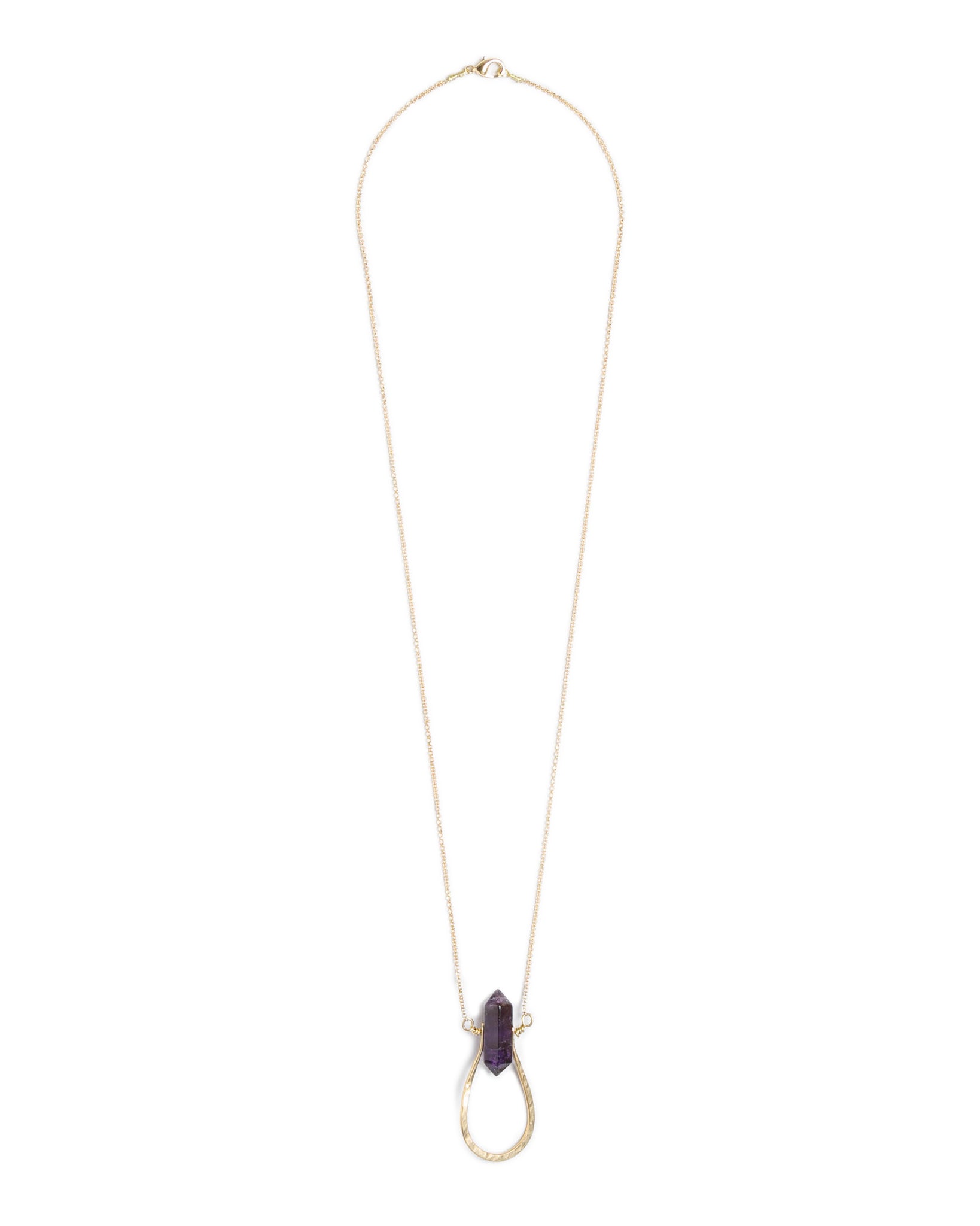 Pinched “U” Amethyst Point Necklace