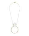 Crystal Trio Hammered Brass Curve Necklace