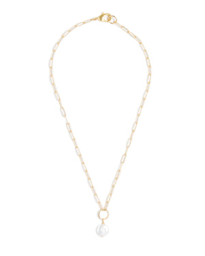 Freshwater Coin Pearl Gold Ring Necklace