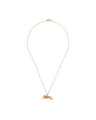 Birds Eye View of Necklace. Brass Rabbit on Satellite Chain Necklace. 