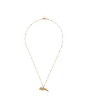 Brass Rabbit Necklace on Gold Satellite Chain