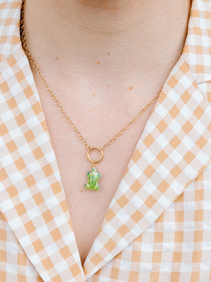 “Lucky” Frog Necklace w/ Gold Ring