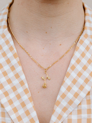 Tiny Golden Rose Necklace