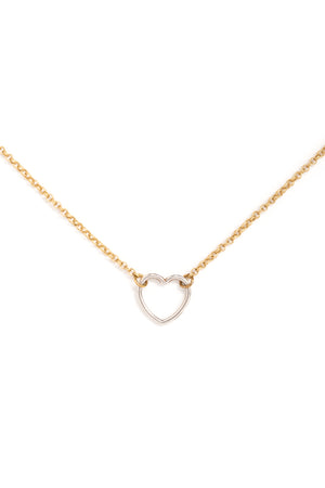 Silver Heart Necklace on Gold Chain