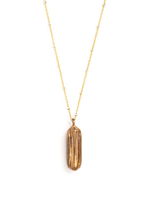 Cast Bronze Hot Dog Necklace on Gold Chain