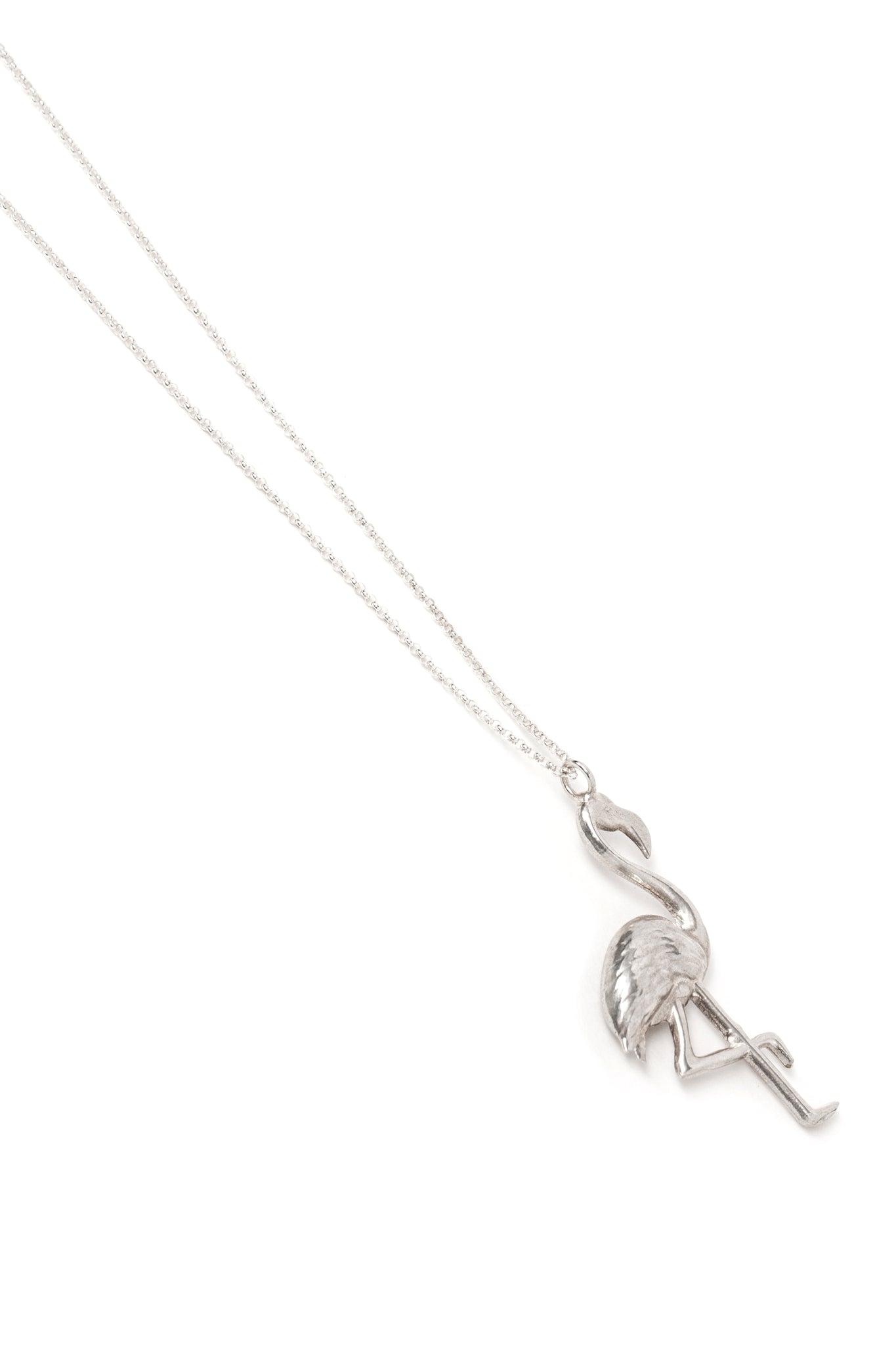 Cast Silver Flamingo Necklace on a Silver Chain