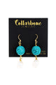 Turquoise Cinnabar + Pearl Earrings