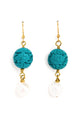 Turquoise Cinnabar + Pearl Earrings