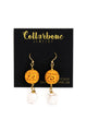 Gold Cinnabar + Pearl Earrings