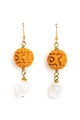 Gold Cinnabar + Pearl Earrings