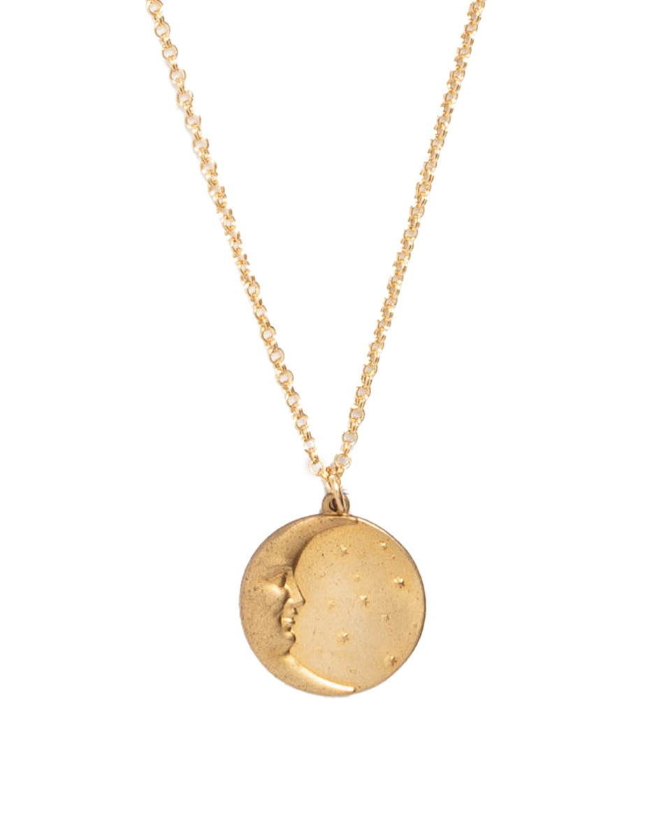 Golden Moon Coin Necklace – Collarbone Jewelry