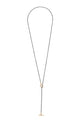 Toggle Clasp Y Necklace on Black Rolo Chain
