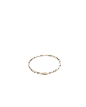 Tiny 14K White Gold Hammered Stacking Ring