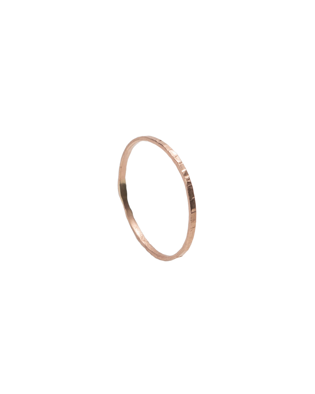 Tiny 14K Rose Gold Hammered Stacking Ring