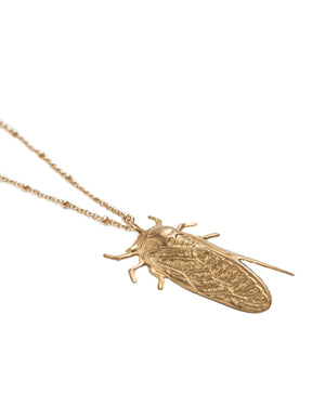 Golden Cicada Necklace on Satellite Chain