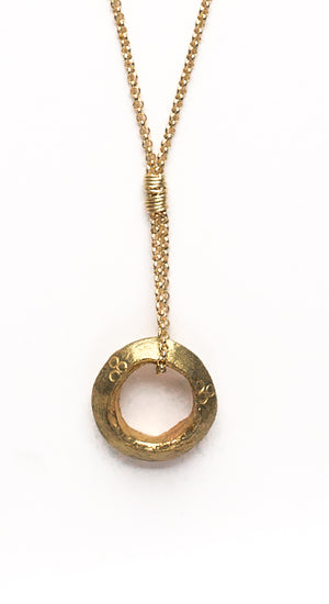 Golden Ethiopian Ring Necklace on Gold Chain