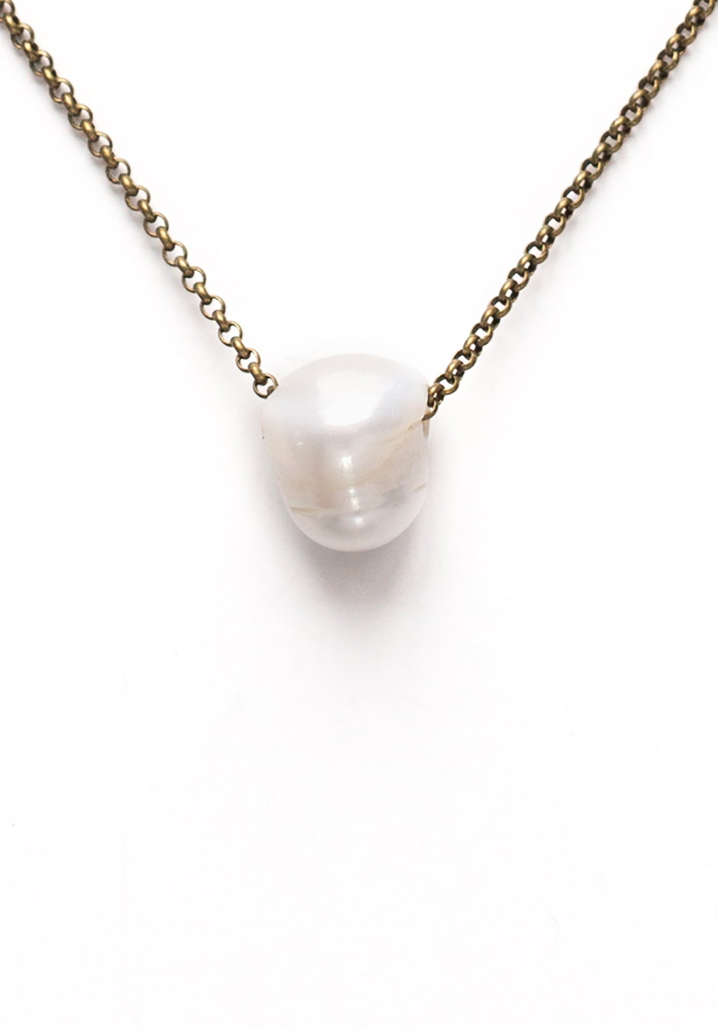Freshwater Pearl Necklace on Brass Chain