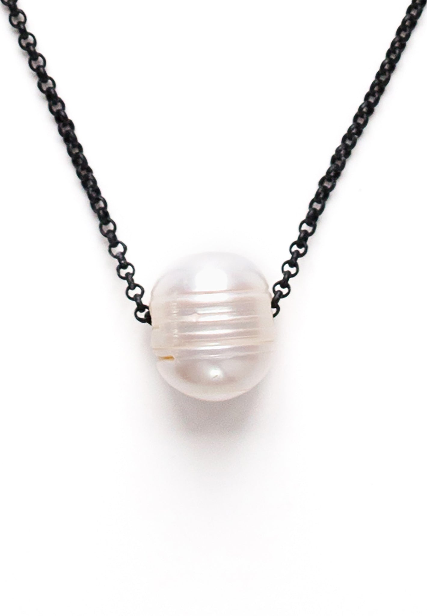 Freshwater Pearl Necklace on Black Chain