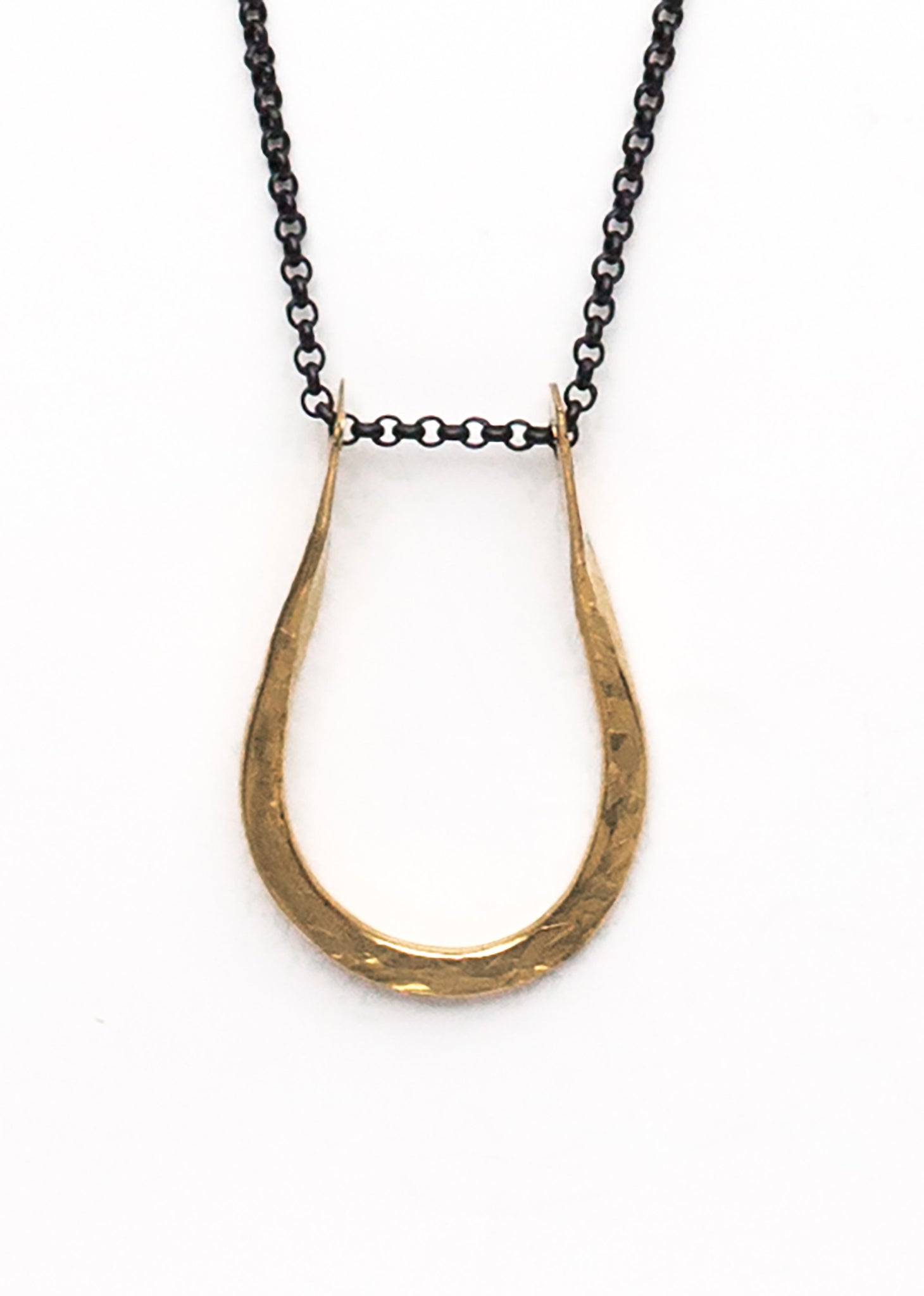 Pinched “U” Necklace on Black Chain