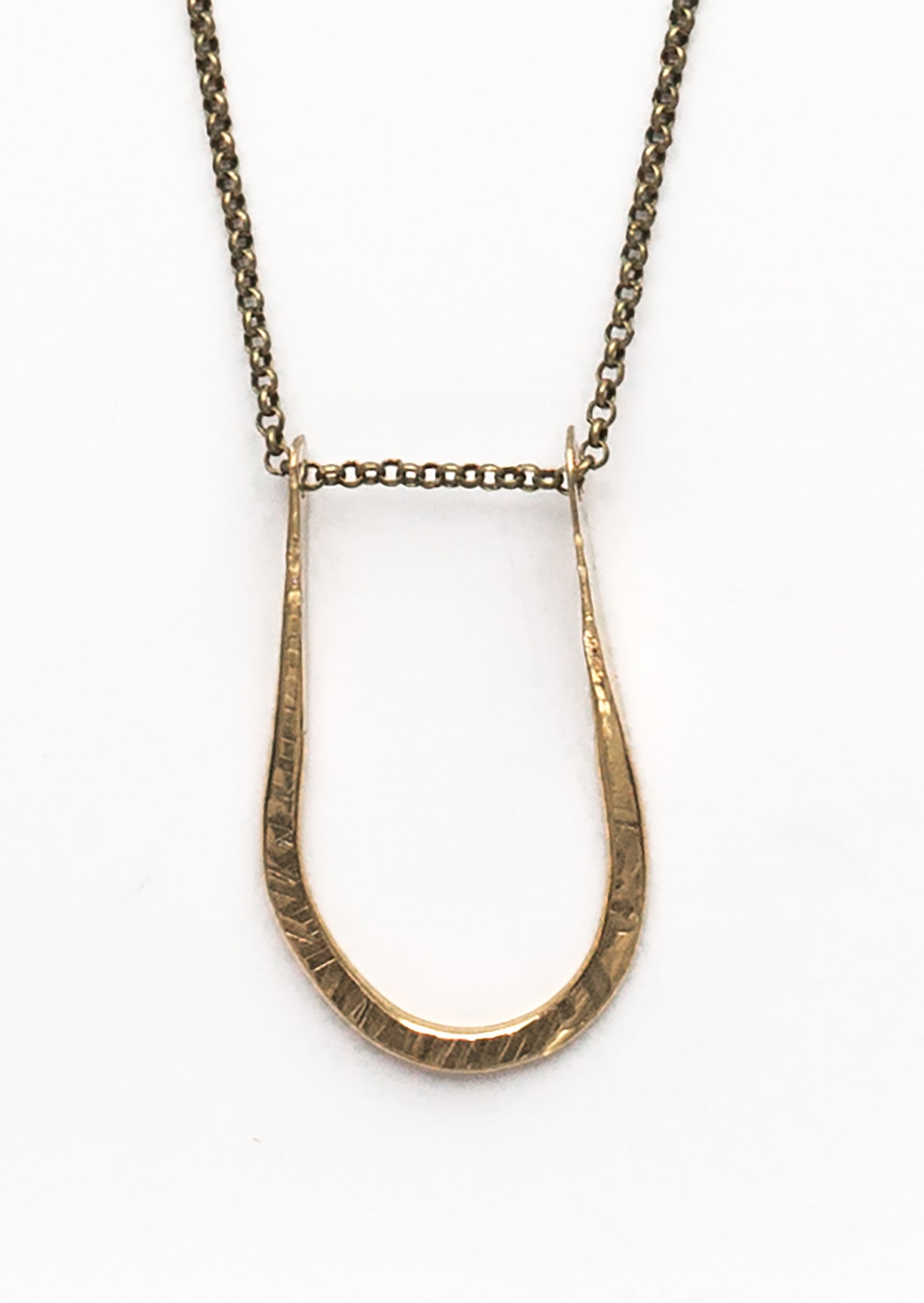 Pinched “U” Necklace on Brass Chain