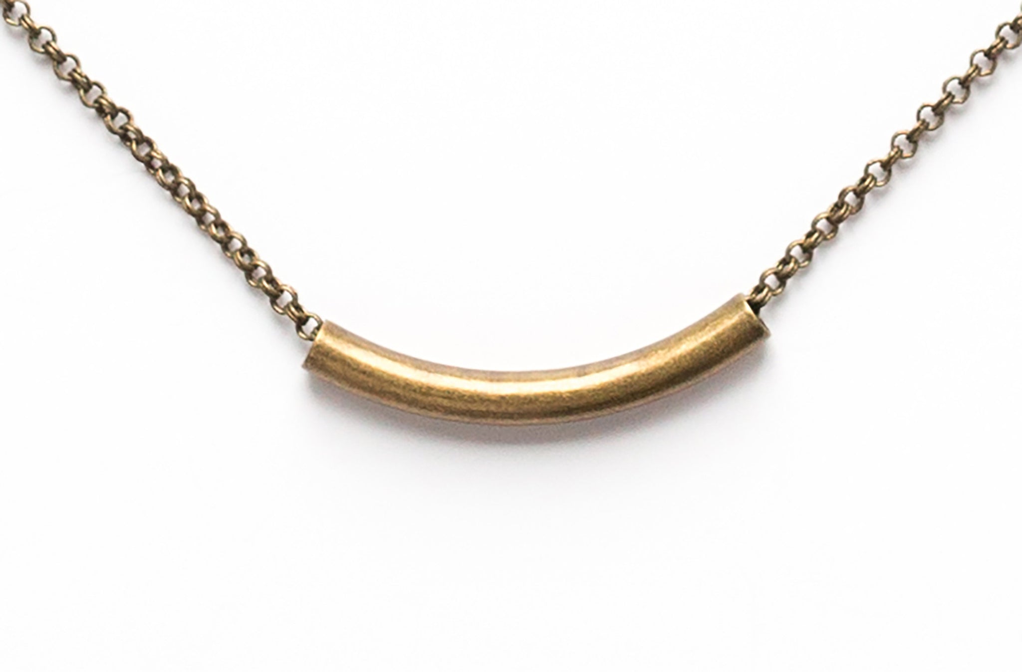 Small Brass Curve Bar Necklace