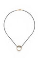 Floating Circle Necklace on Black Chain