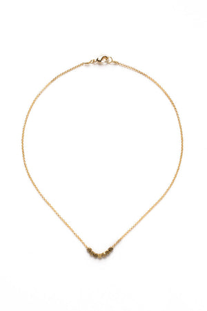 Small Gold Geometric Bead Necklace on Gold Chain